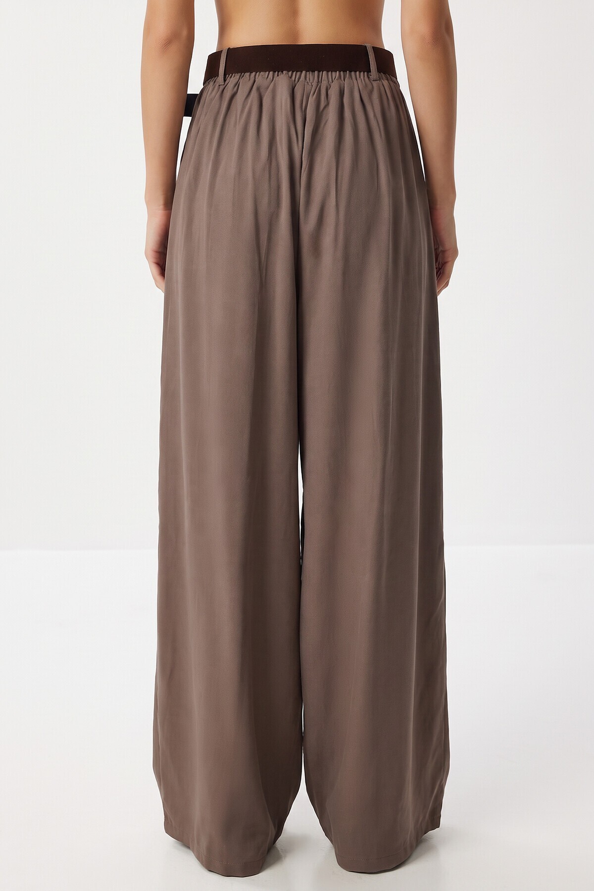 Kemerli Gabardin Etek Pantolon VİZON LBY0072