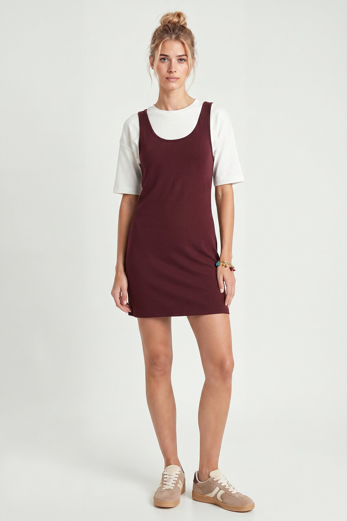 Mini T-shirt Elbise İkili Modal Takım MÜRDÜM LNT0040