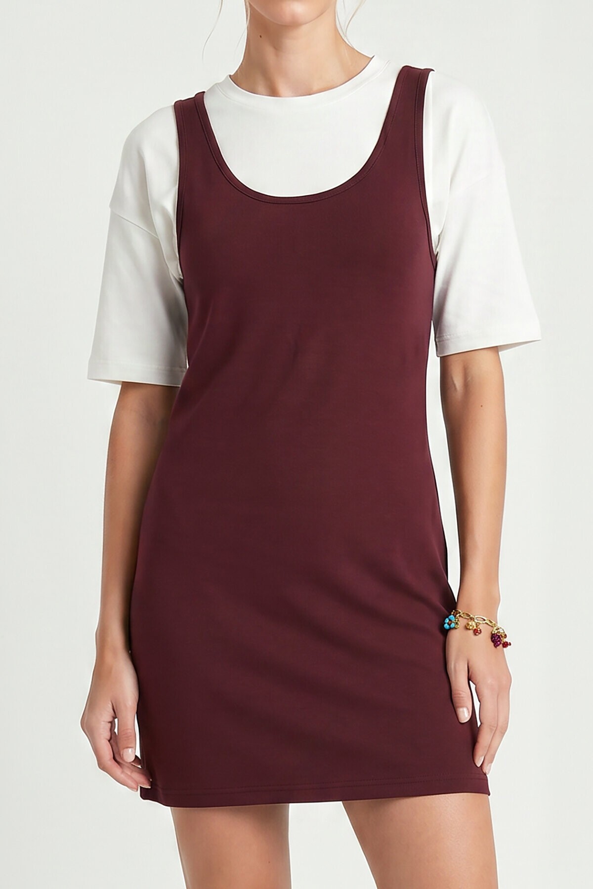 Mini T-shirt Elbise İkili Modal Takım MÜRDÜM LNT0040