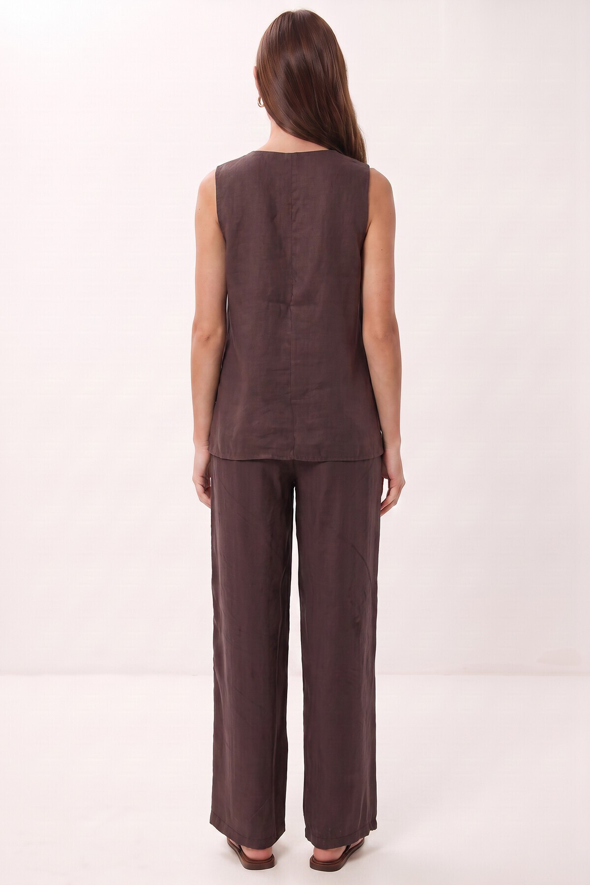 Modal Bluz Pantolon Takım KAHVERENGİ LMC0059