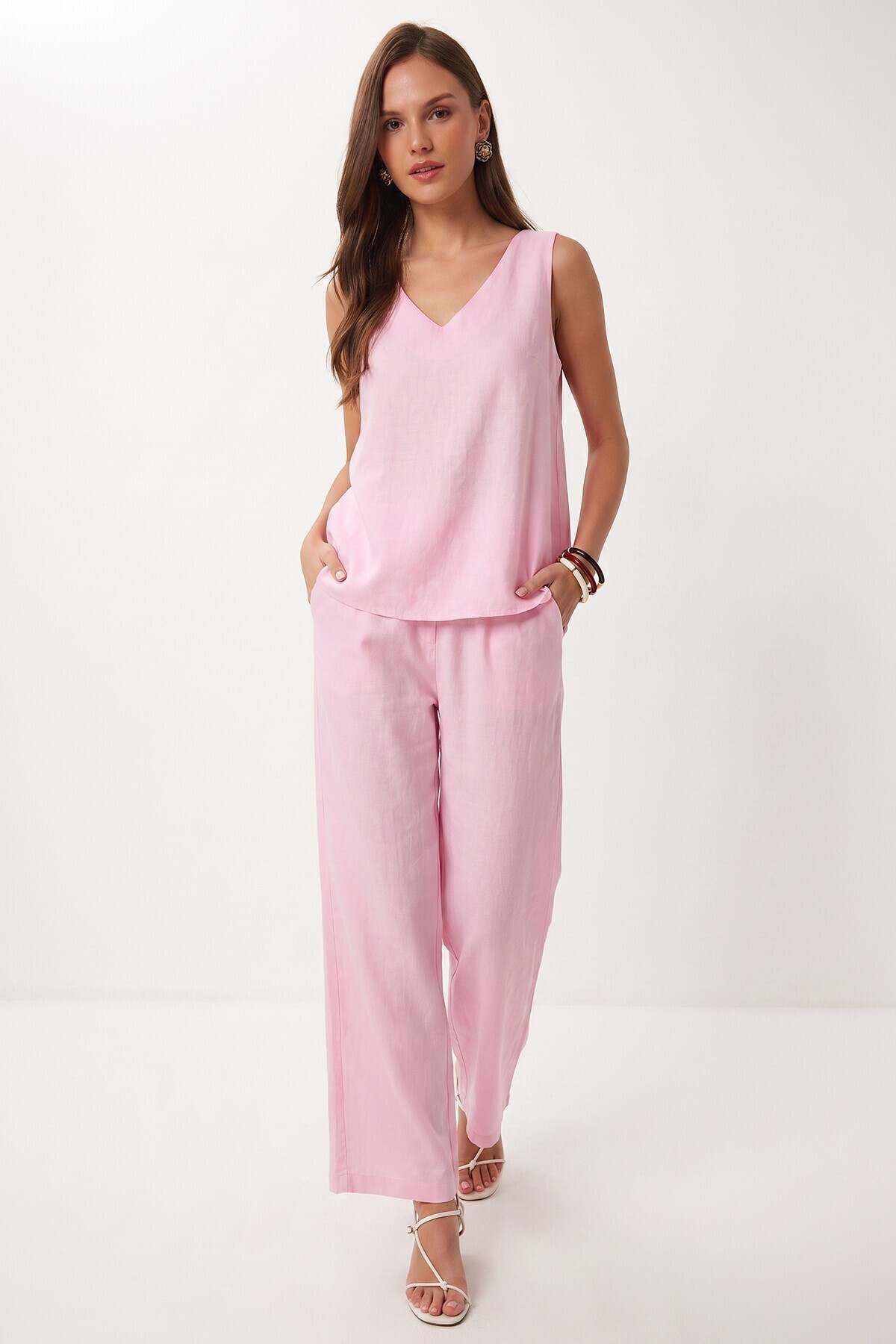 Modal Bluz Pantolon Takım ŞEKER PEMBE LMC0059