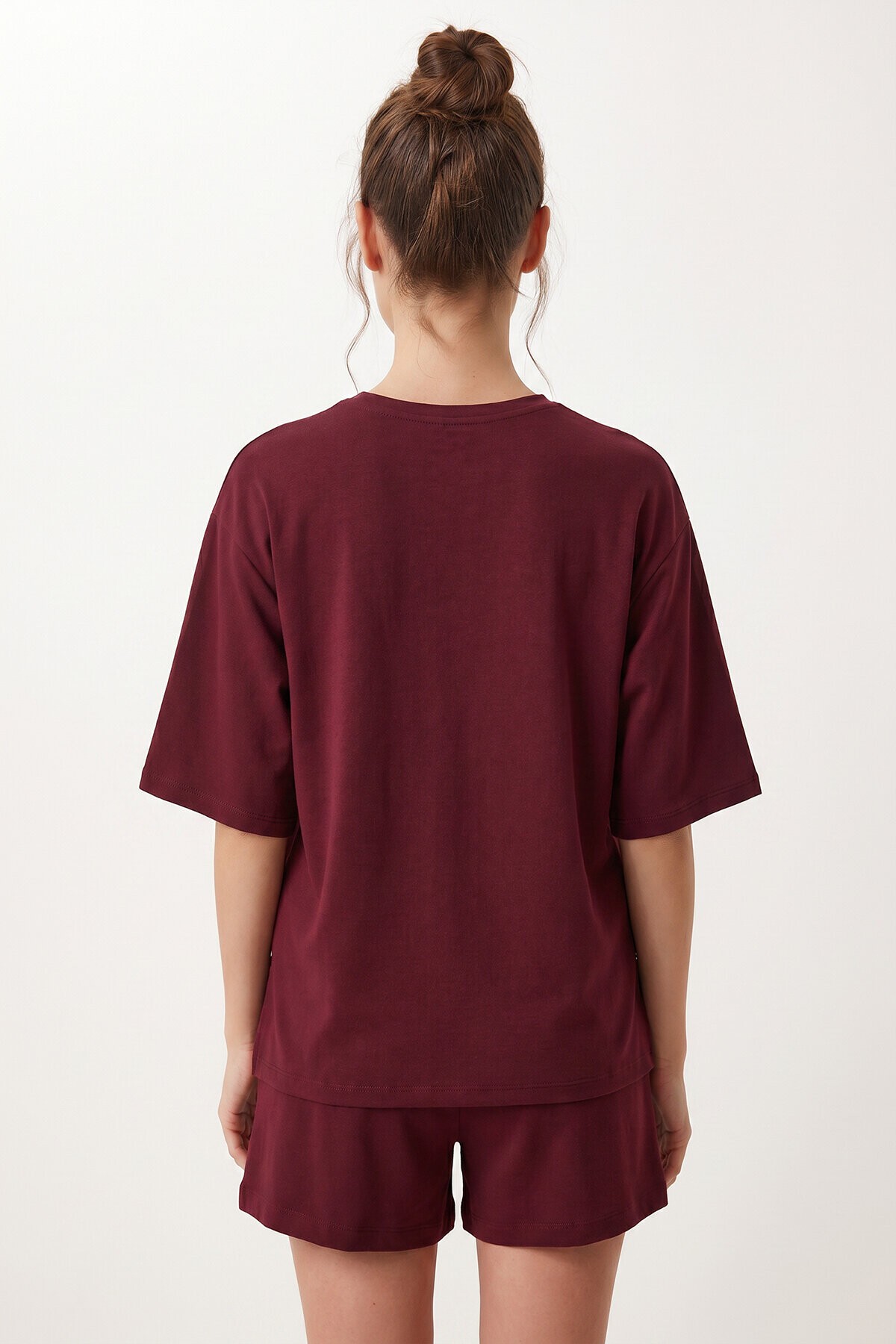 Modal Oversize T-shirt Şort Takım MÜRDÜM LUB0379