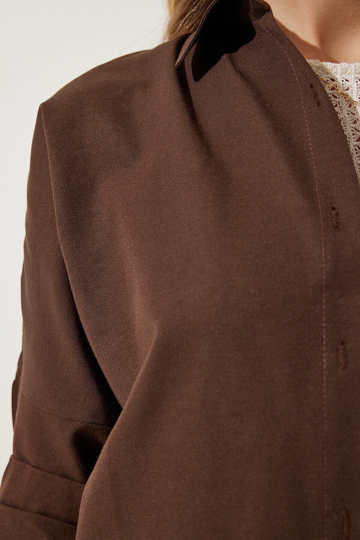 Oversize Basic Gömlek ACI KAHVE LDD0003