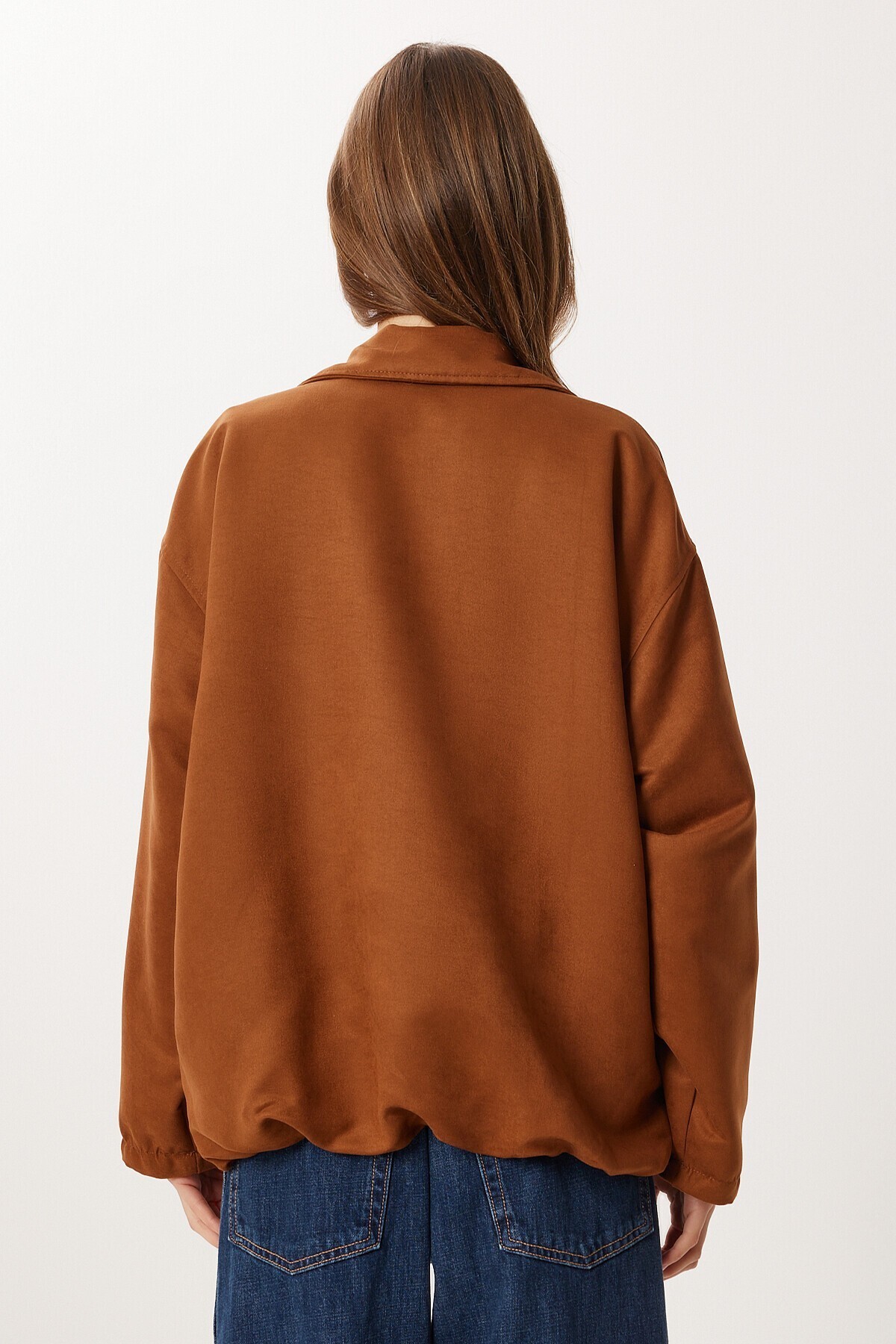 Oversize Suni Süet Bomber Ceket TABA LAN0081