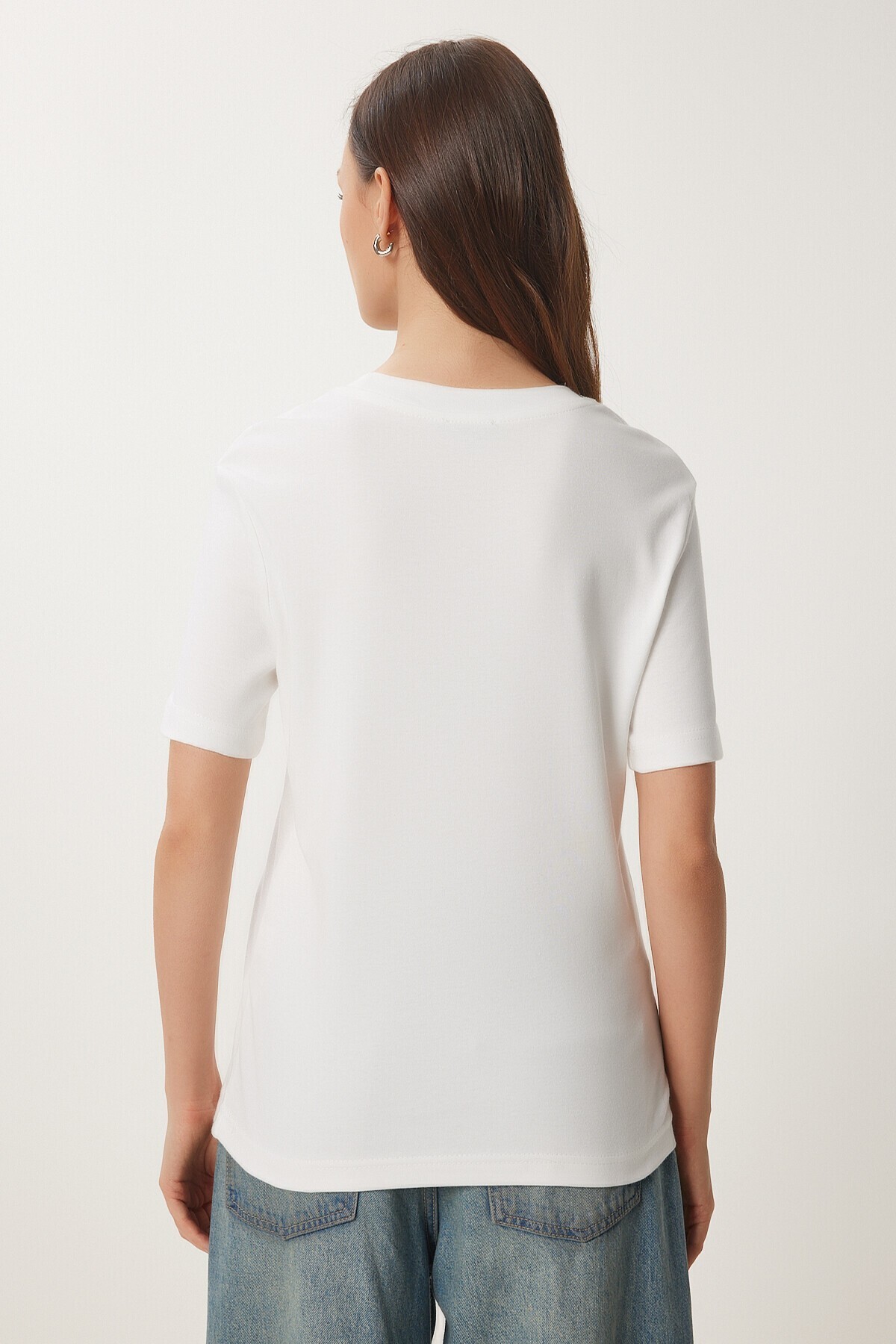 Pamuklu Basic Örme T-shirt BEYAZ LAG0001