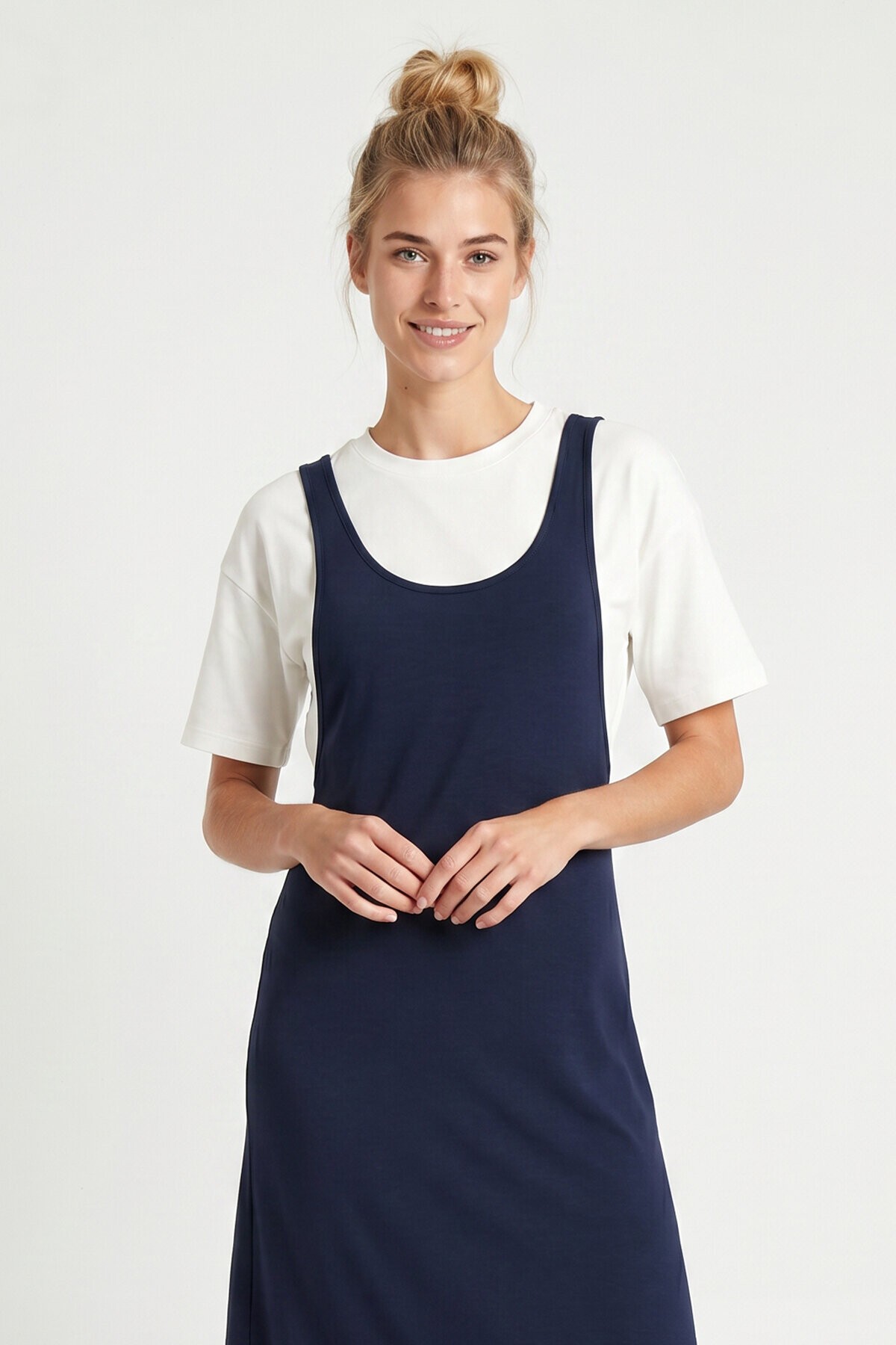 T-shirt Elbise İkili Modal Takım LACİVERT LNT0038