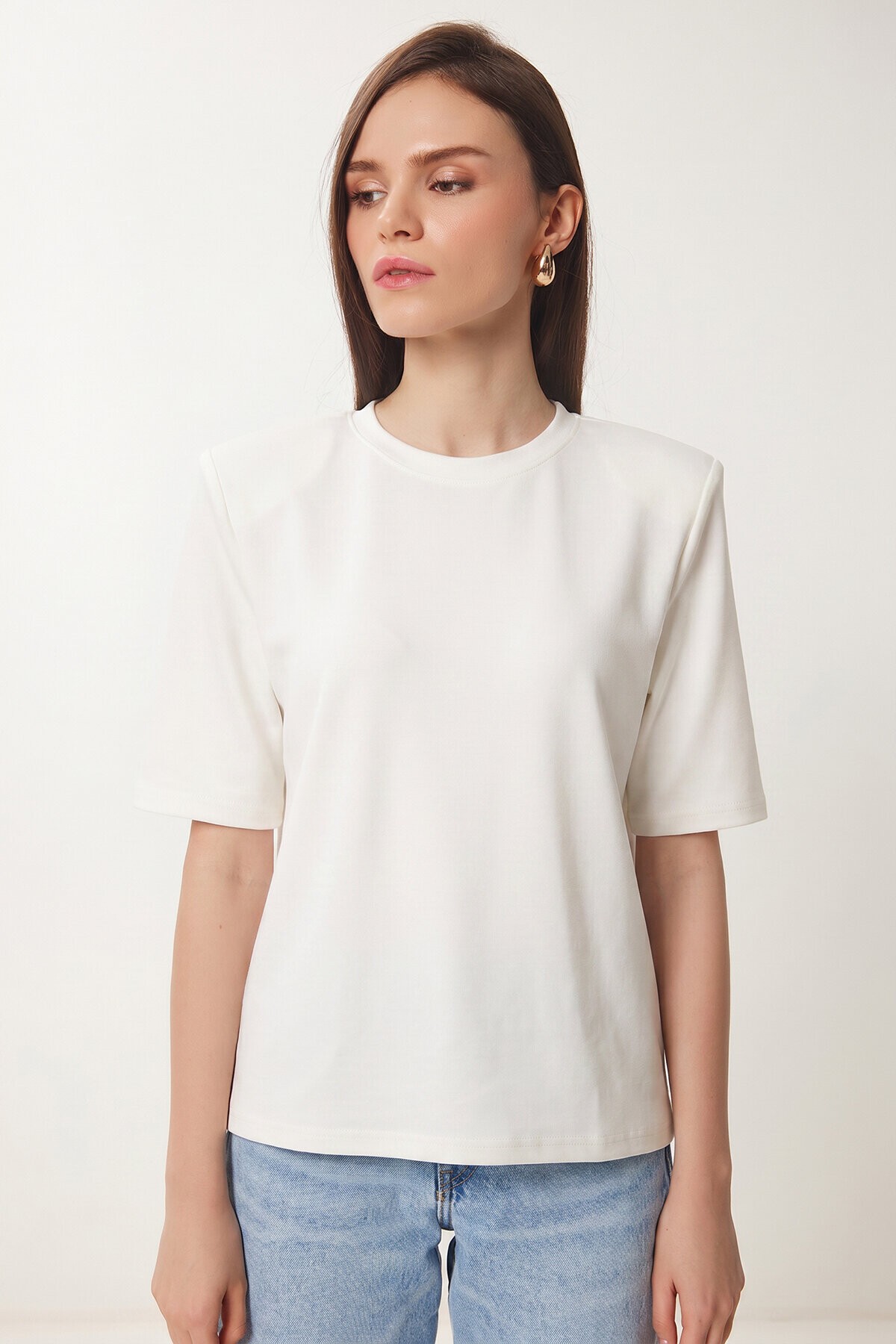 Vatkalı İnterlok Tshirt EKRU LUS0085