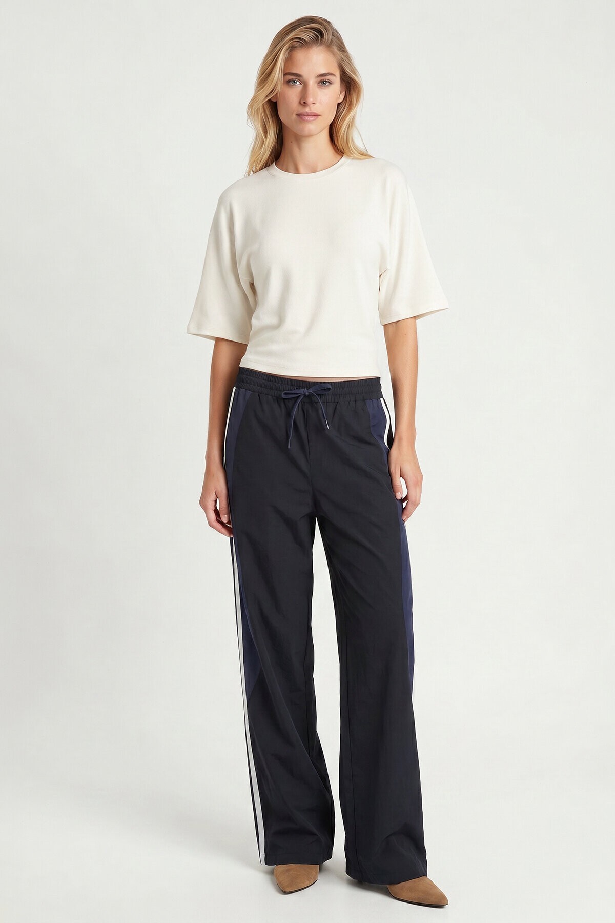 Yarasa Kollu Basic Modal T-shirt EKRU LUB0357
