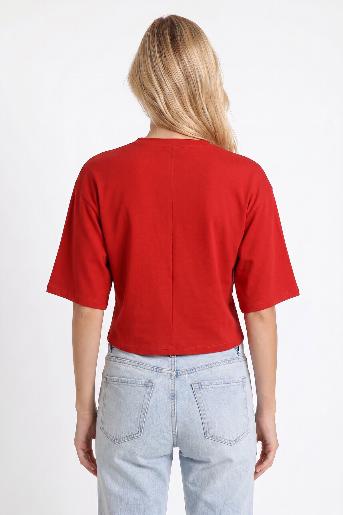 Yarasa Kollu Basic Modal T-shirt KIRMIZI LUB0357