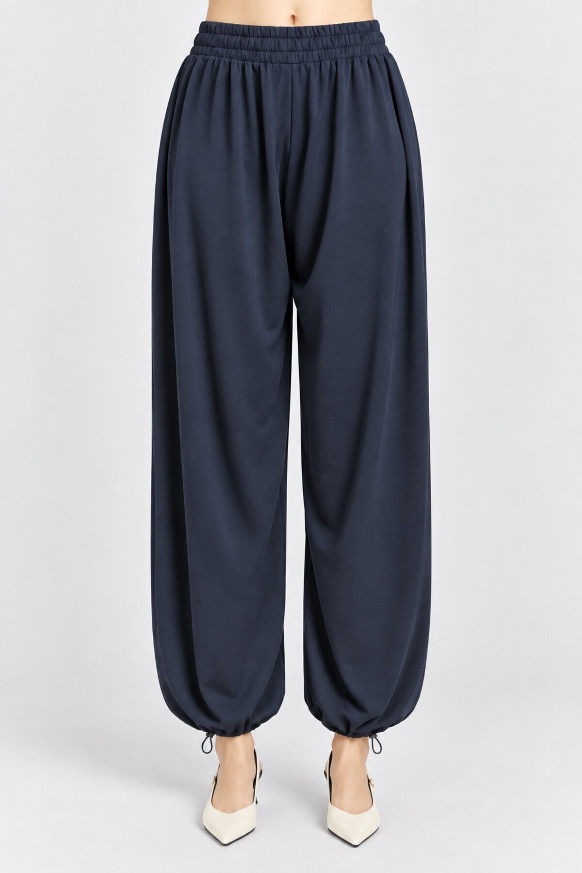 Beli Şallı Modal Bluz Pantolon Takım FÜME LBY0073