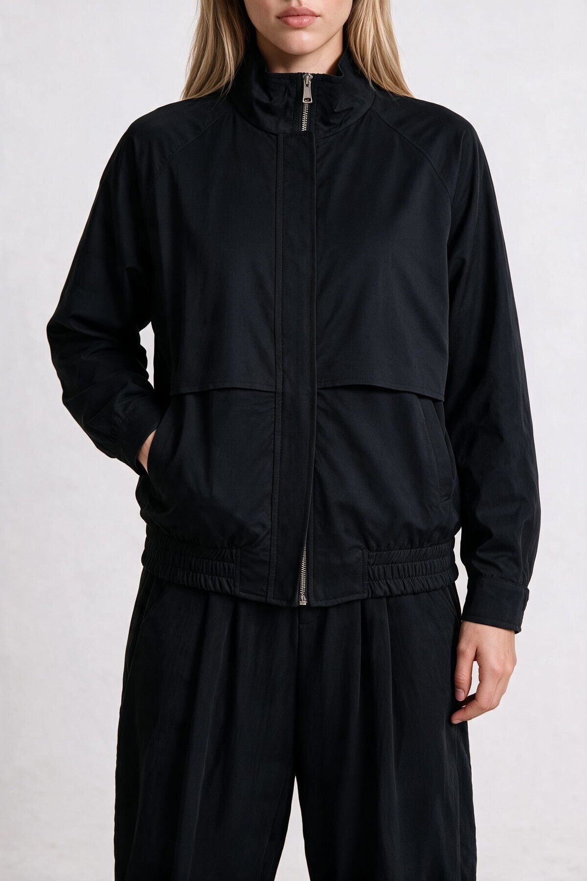 Dik Yaka Oversize Bomber Ceket SİYAH LGX0018