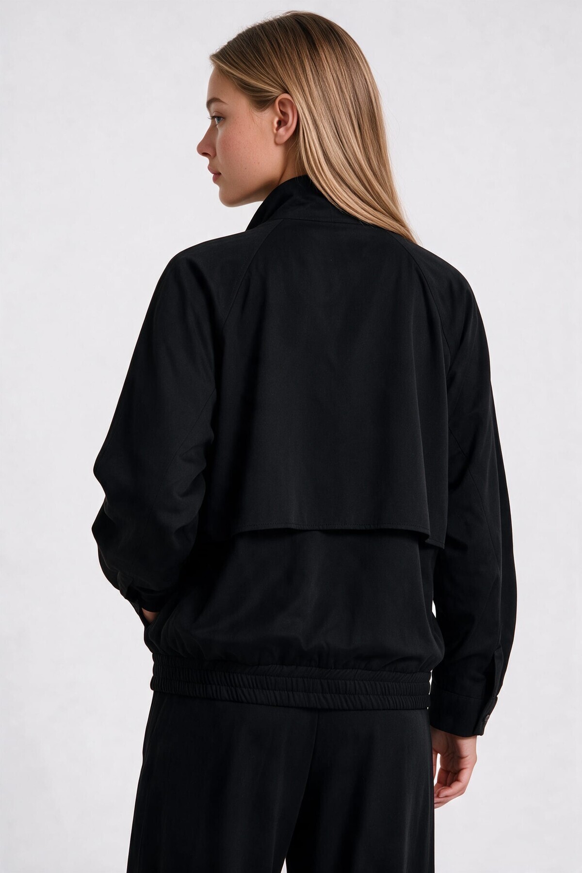 Dik Yaka Oversize Bomber Ceket SİYAH LGX0018