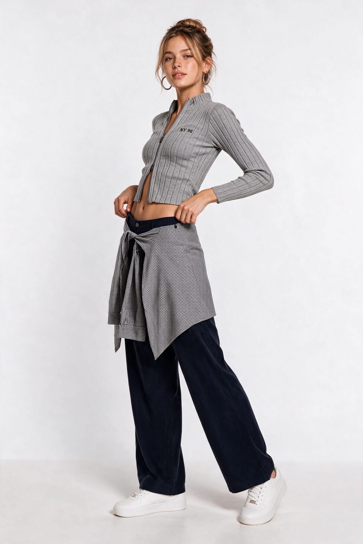 Gömlek Bağlama Detaylı Tencel Pantolon LACİVERT LBY0074