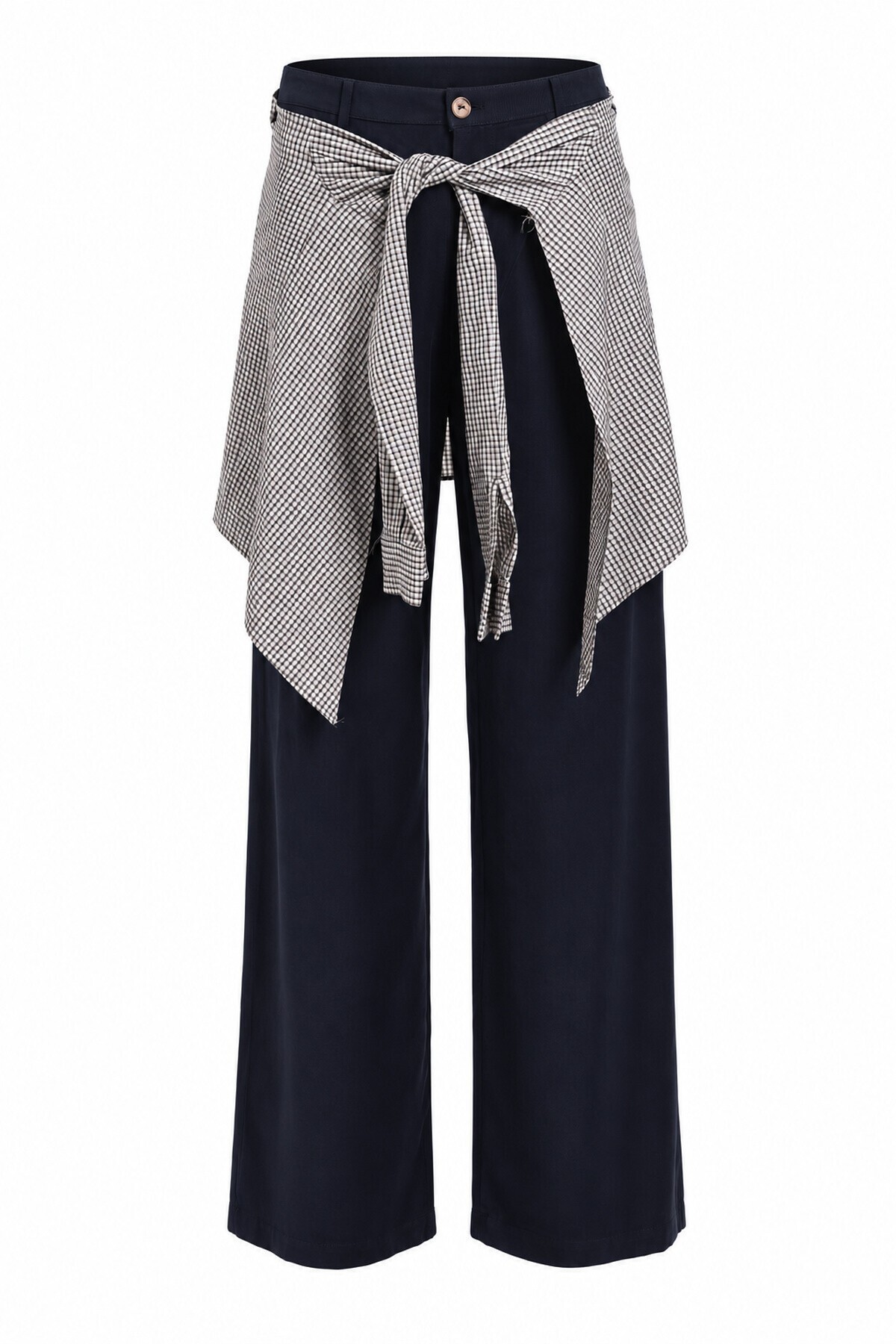 Gömlek Bağlama Detaylı Tencel Pantolon LACİVERT LBY0074