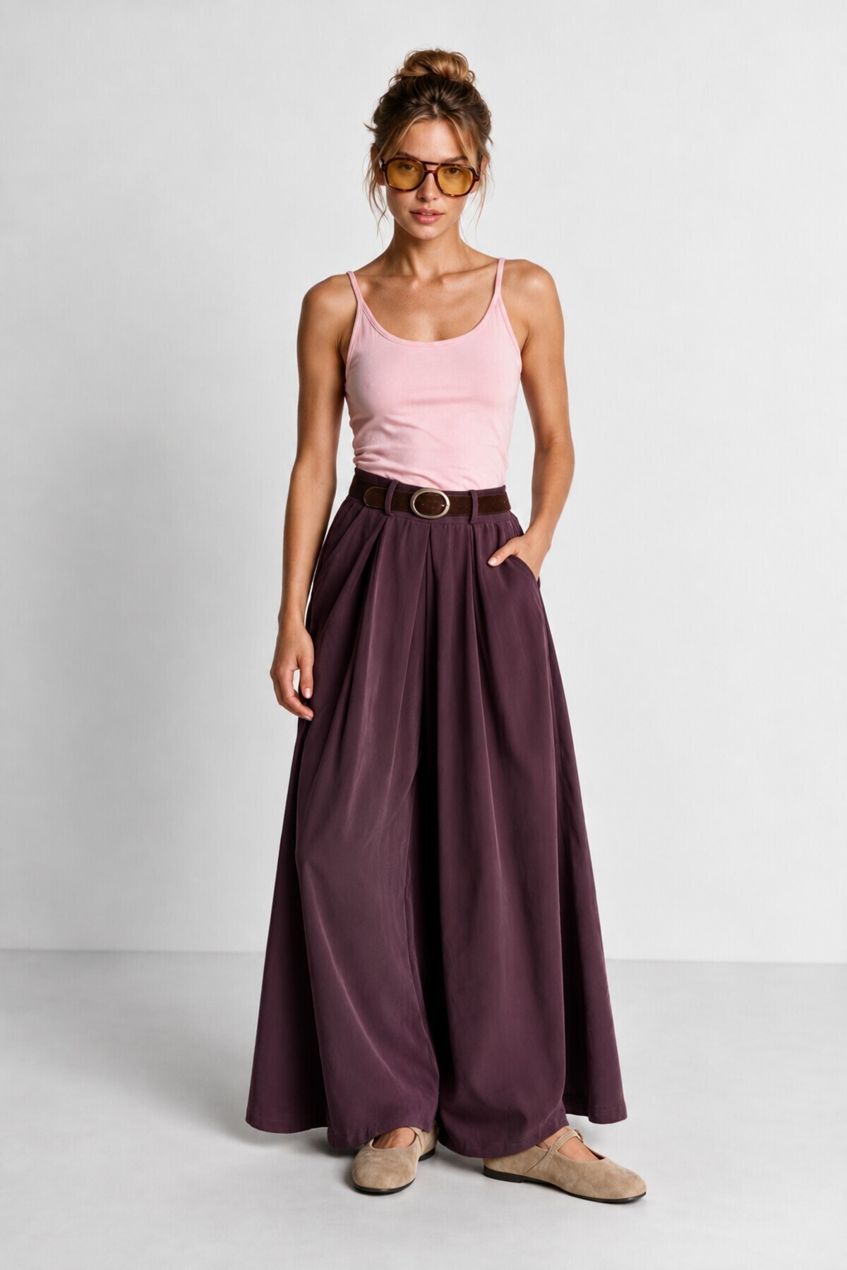 Kemerli Gabardin Etek Pantolon MÜRDÜM LBY0072