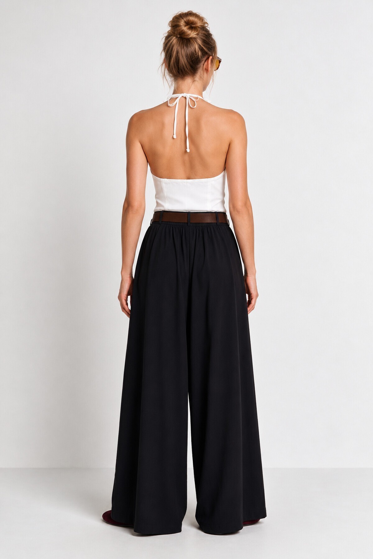 Kemerli Gabardin Etek Pantolon SİYAH LBY0072