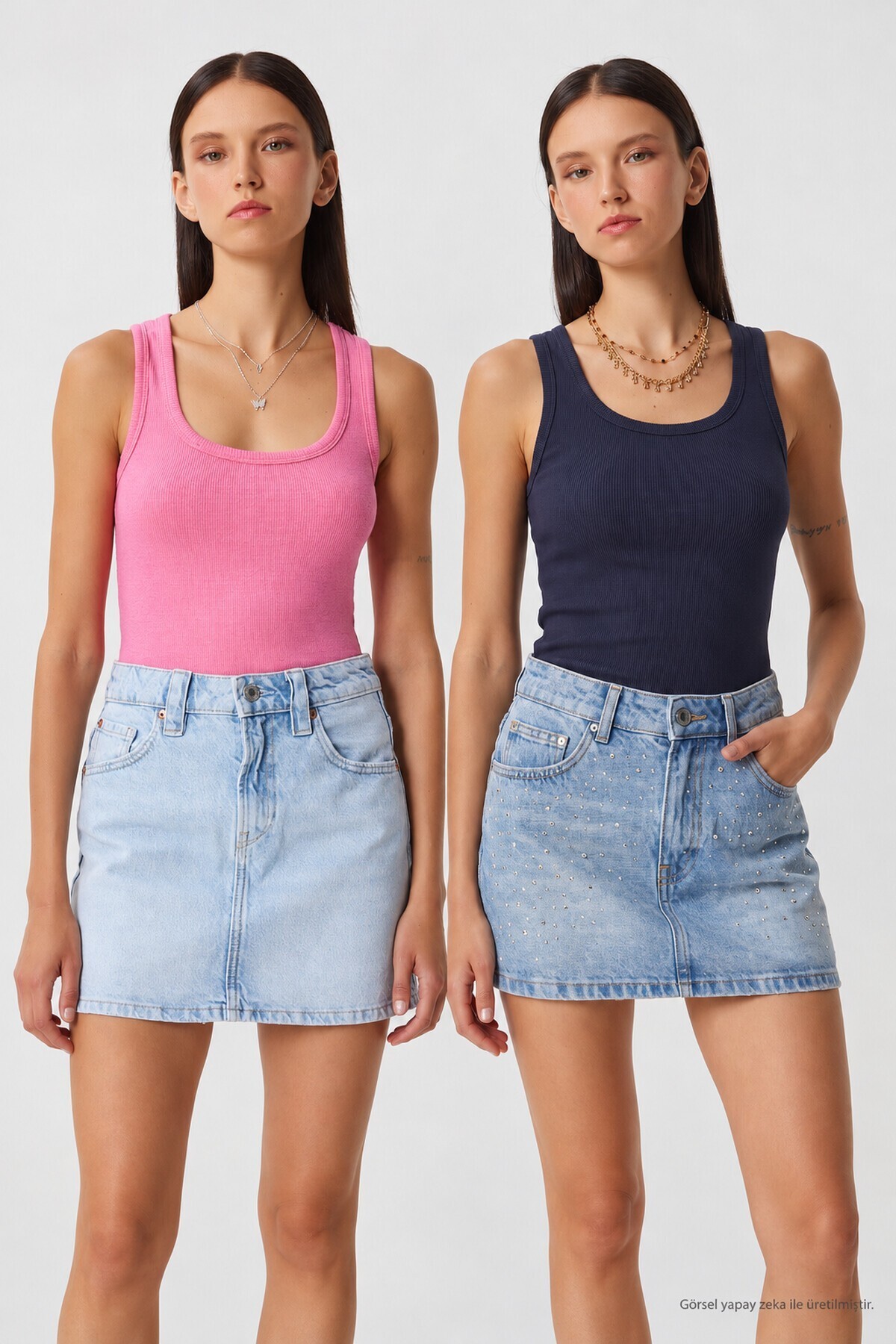 2li Fitilli Kalın Askılı Örme Atlet PEMBE LACİVERT LHJ0002