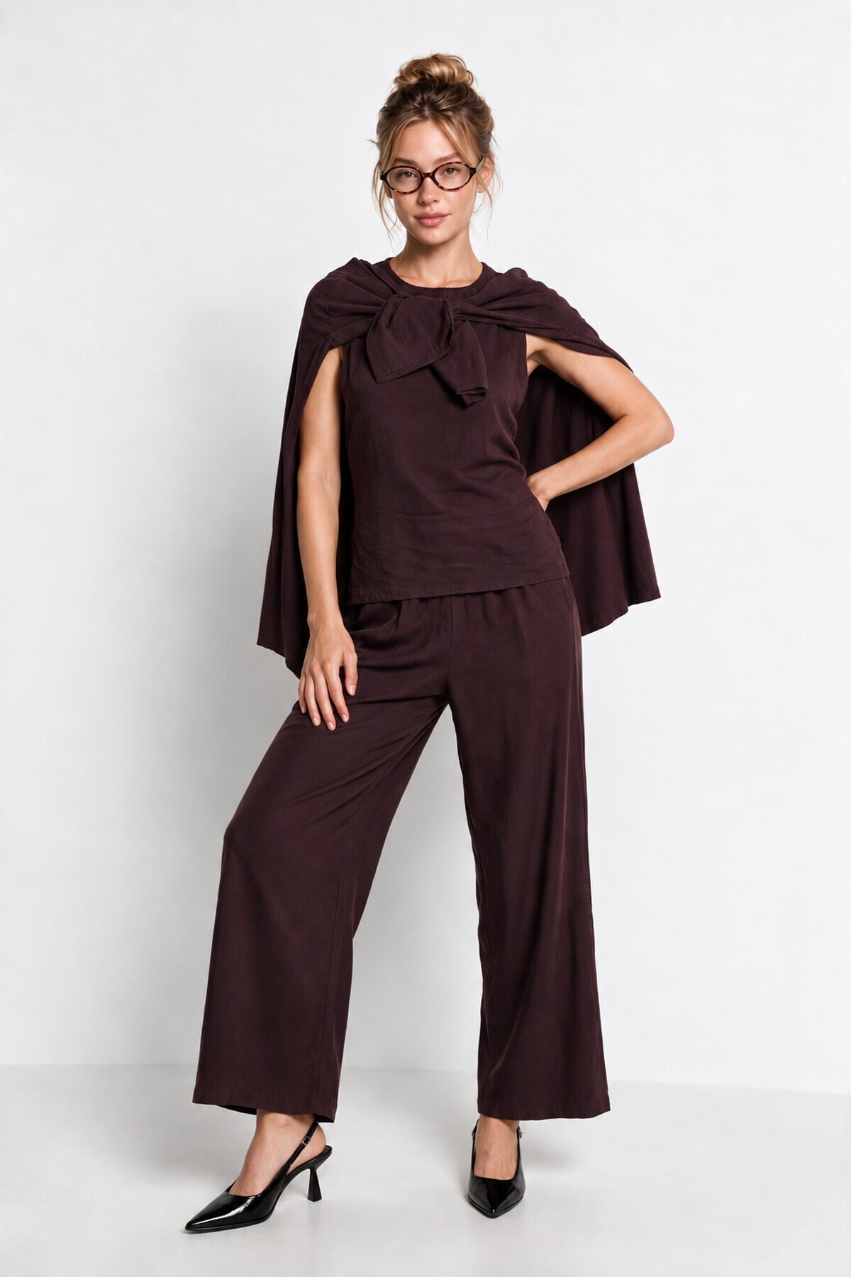 3’lü Gömlek Bluz Pantolon Gabardin Takım MÜRDÜM LBY0071