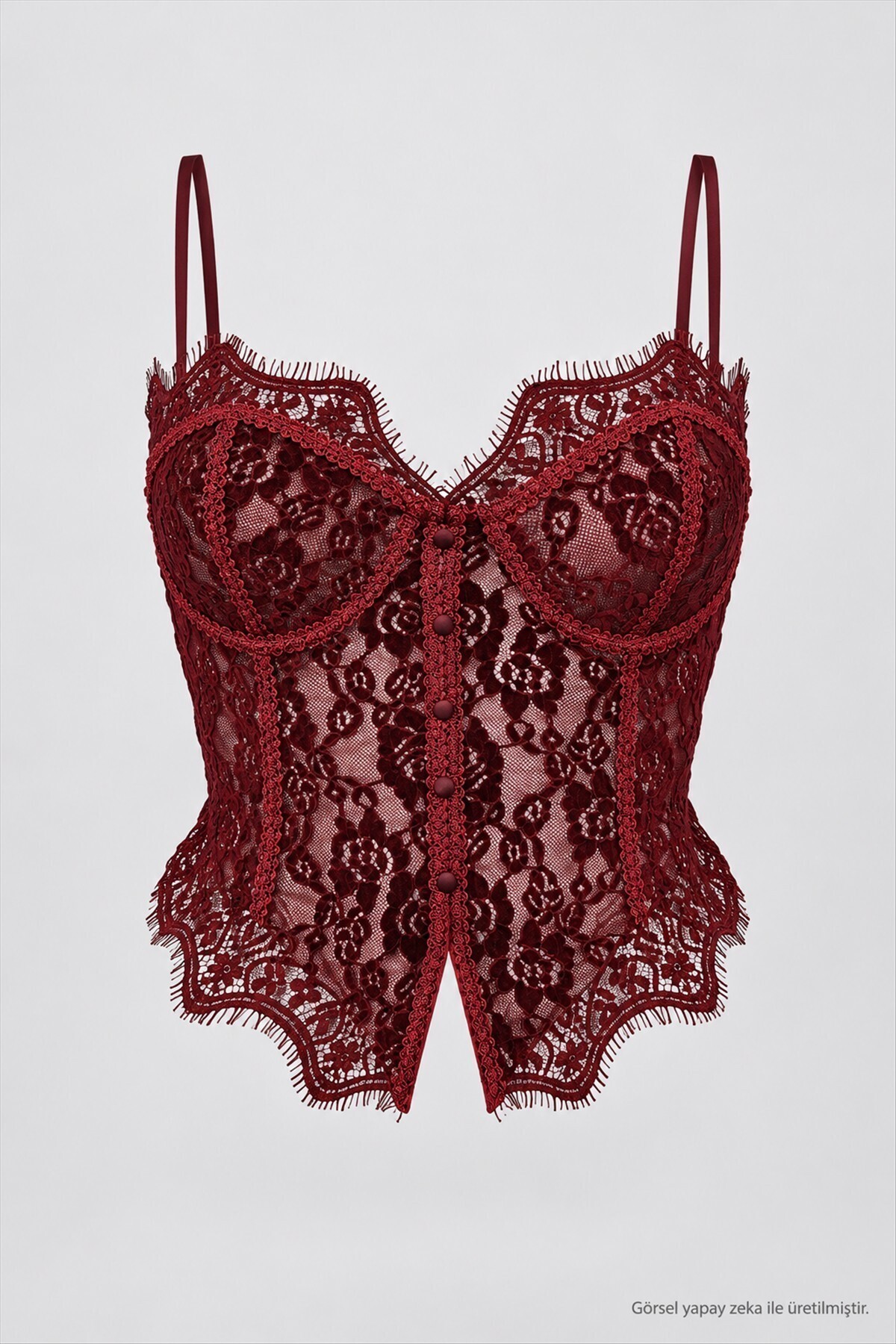 Dantelli Korse Bluz BORDO LCV0010