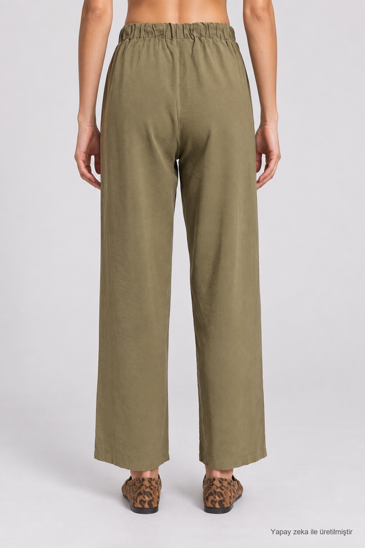 Geniş Paça Mevsimlik Gabardin Pantolon HAKİ LNZ0003