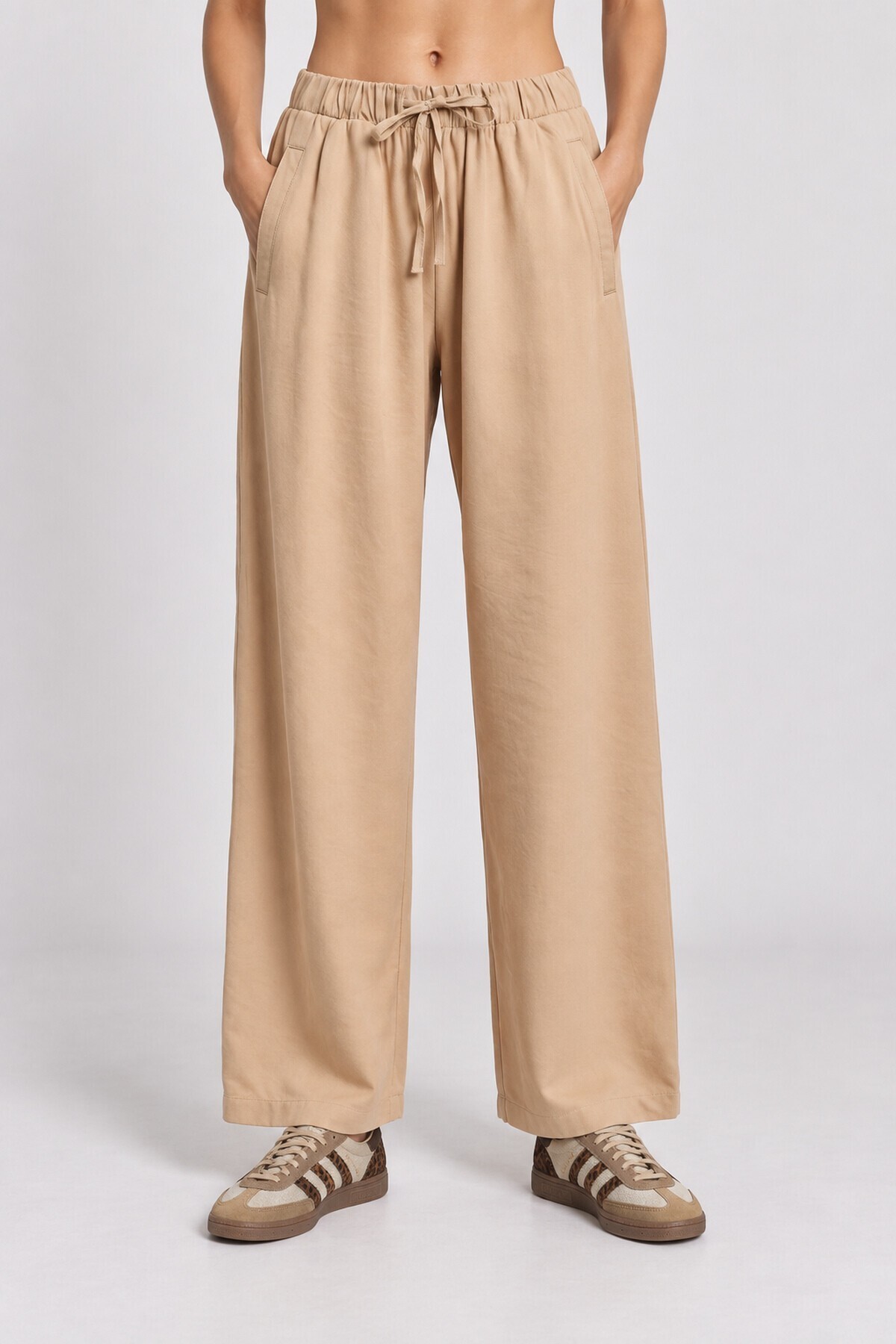 Geniş Paça Mevsimlik Gabardin Pantolon LATTE LNZ0003