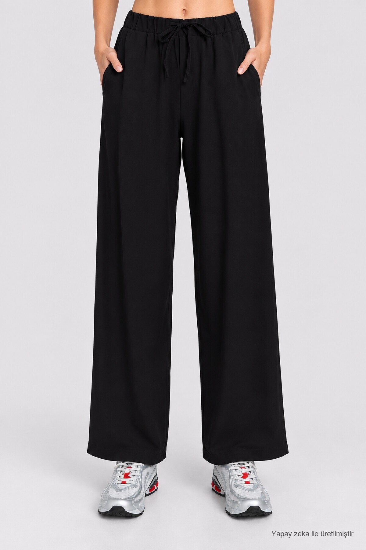 Geniş Paça Mevsimlik Gabardin Pantolon SİYAH LNZ0003