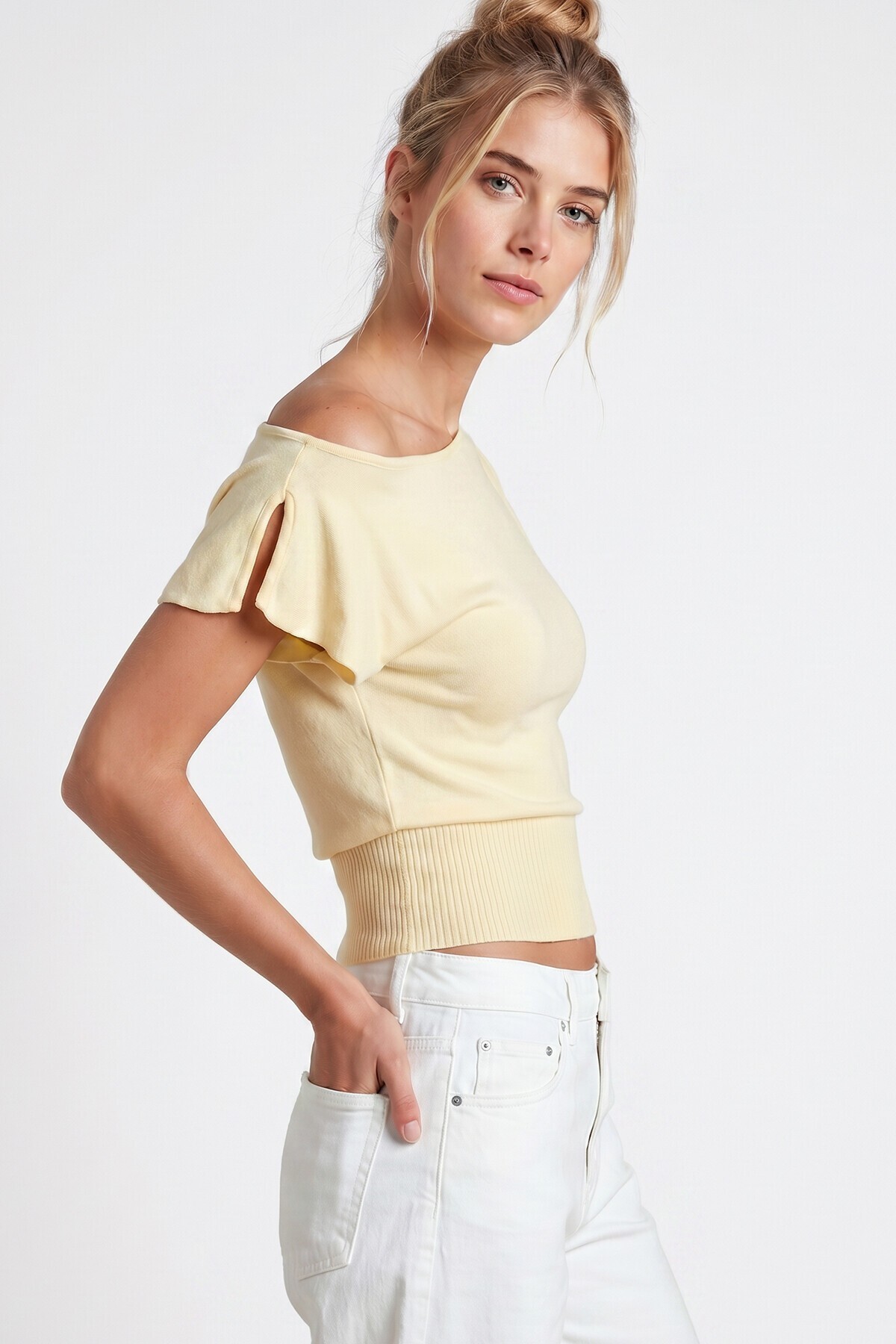 Kayık Yaka Bluz SARI LUB0359
