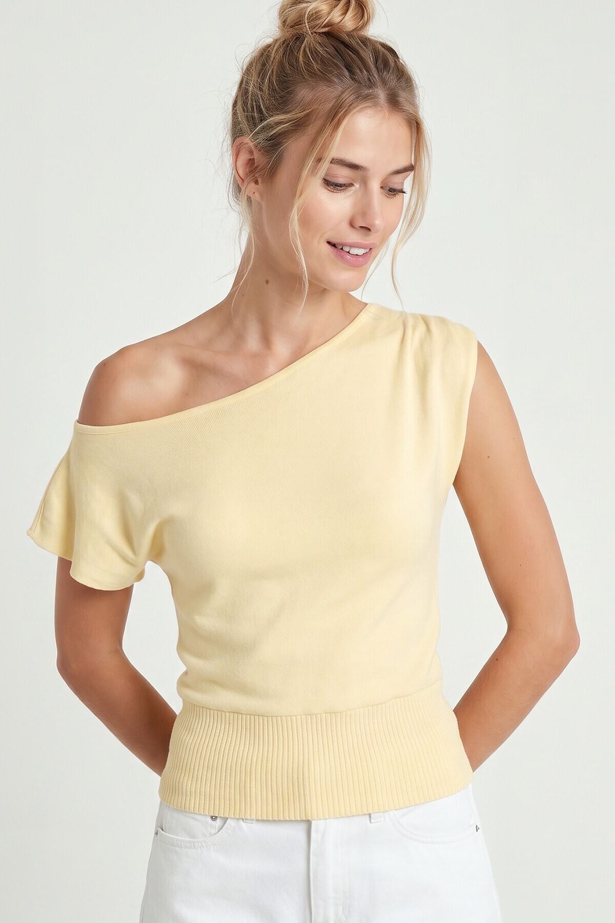 Kayık Yaka Bluz SARI LUB0359
