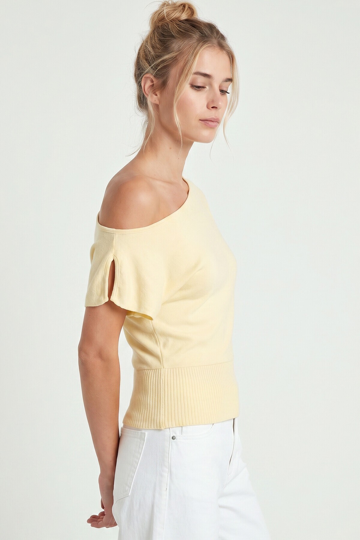 Kayık Yaka Bluz SARI LUB0359