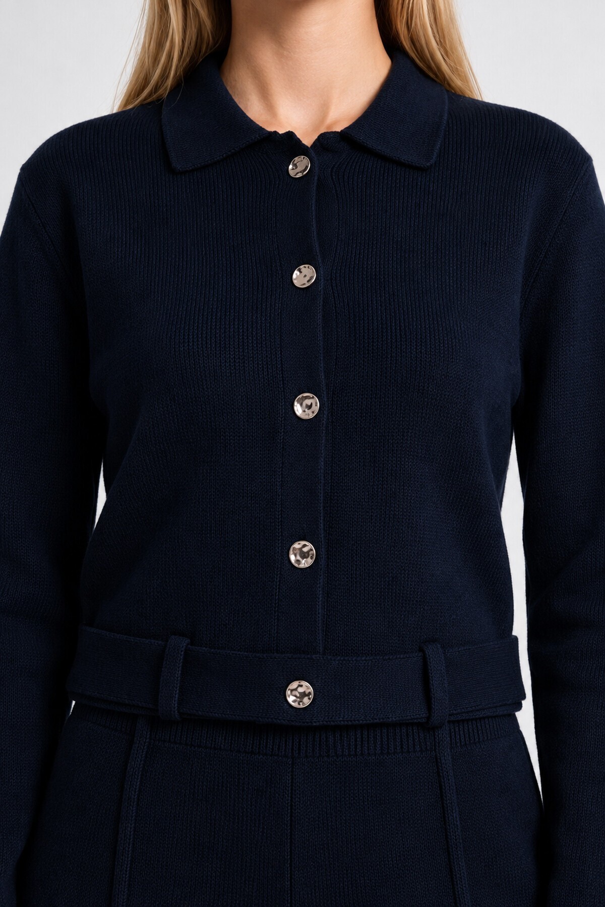 Kemer Detaylı Alt-Üst Triko Takım 4316 LACİVERT LKİ0064
