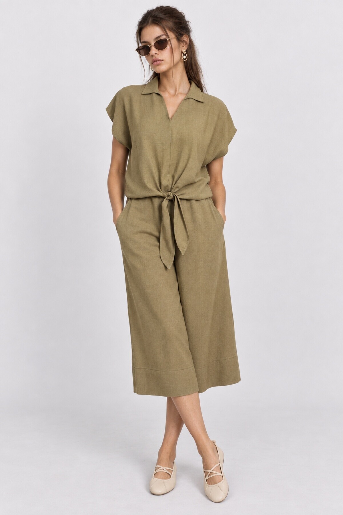 Keten Bluz Pantolon Takım HAKİ LNZ0009