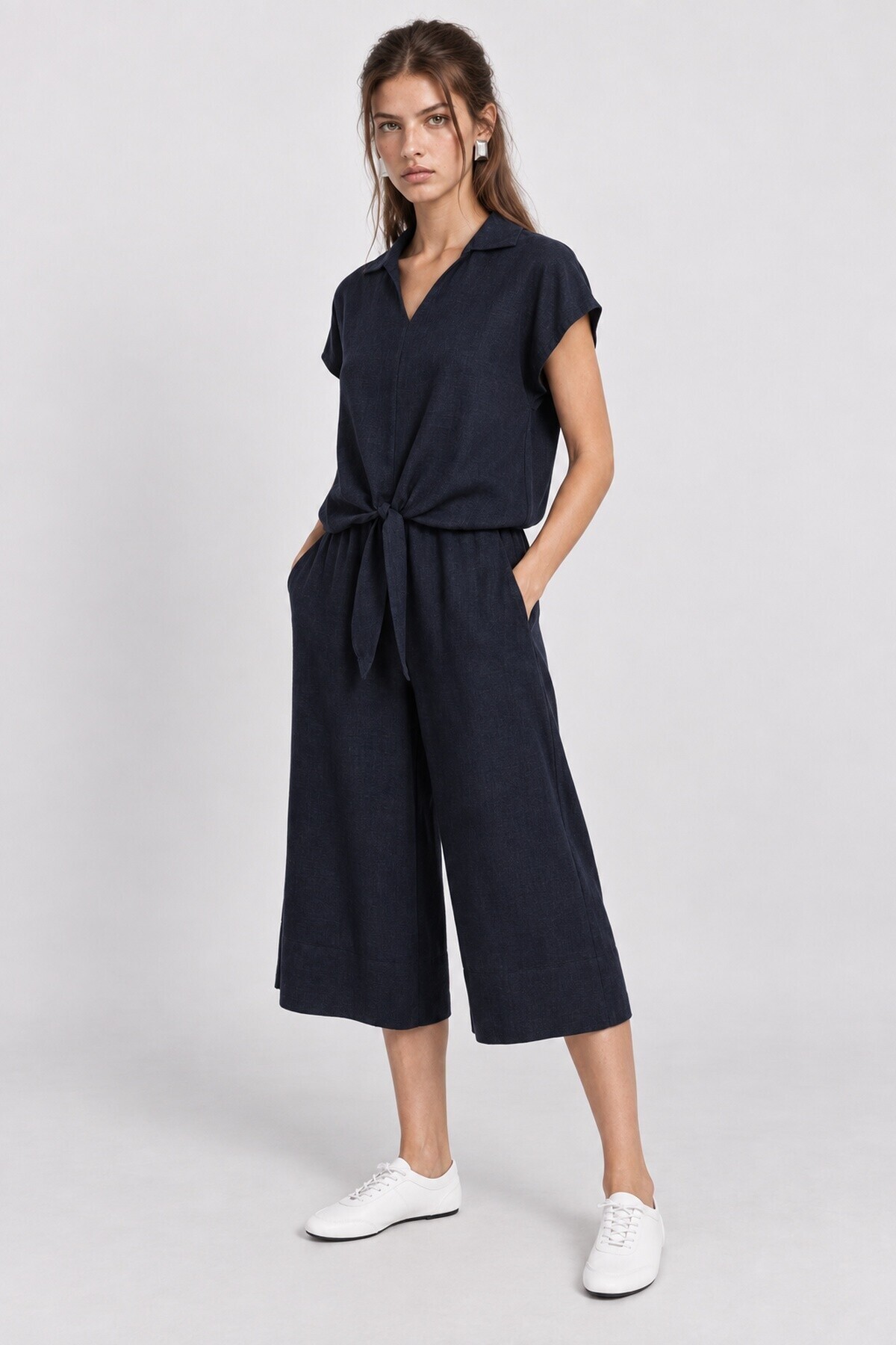 Keten Bluz Pantolon Takım LACİVERT LNZ0009