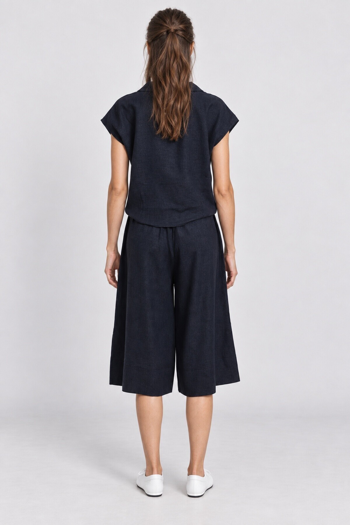 Keten Bluz Pantolon Takım LACİVERT LNZ0009