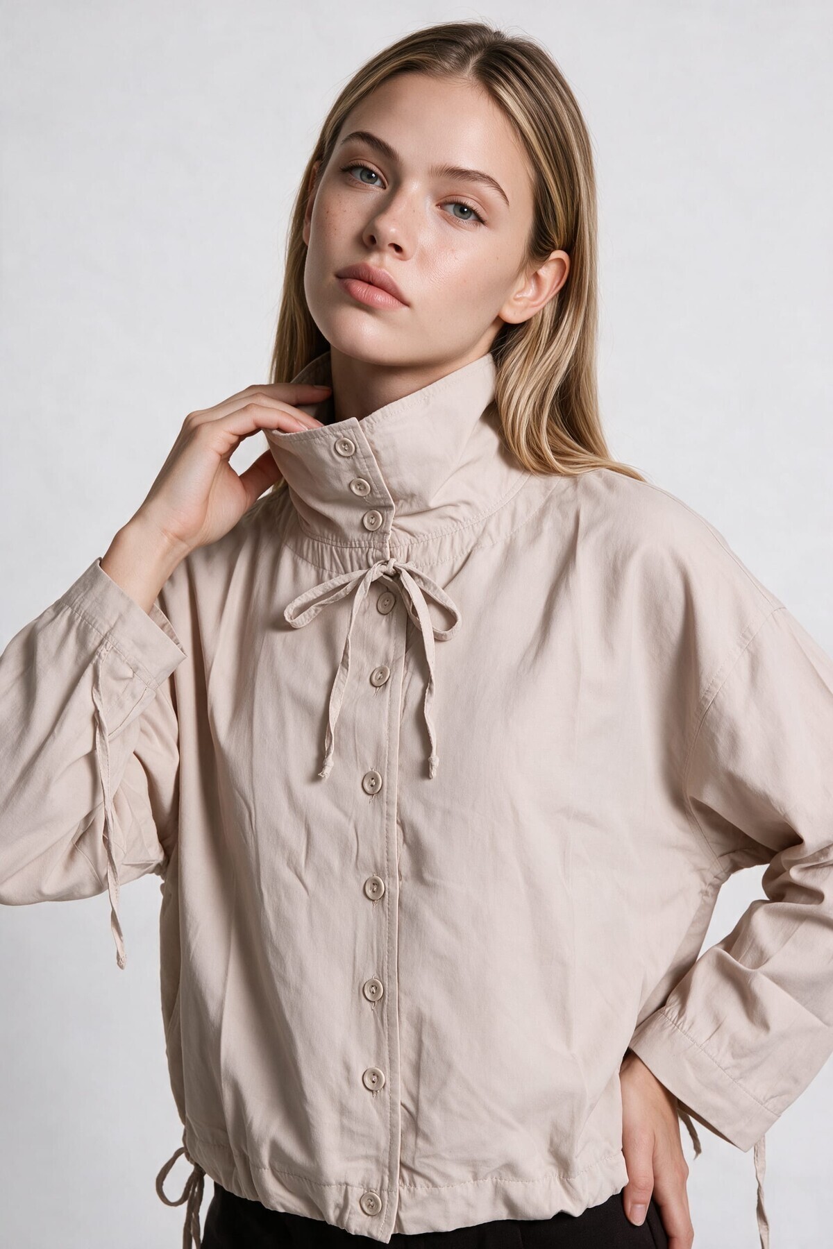 Kısa Poplin Trençkot BEJ LBY0069