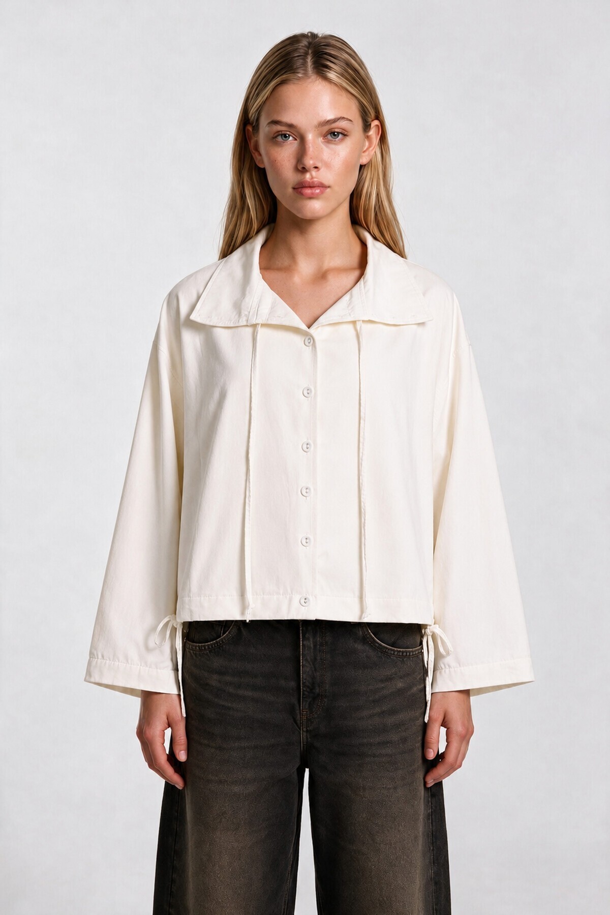 Kısa Poplin Trençkot KEMİK LBY0069