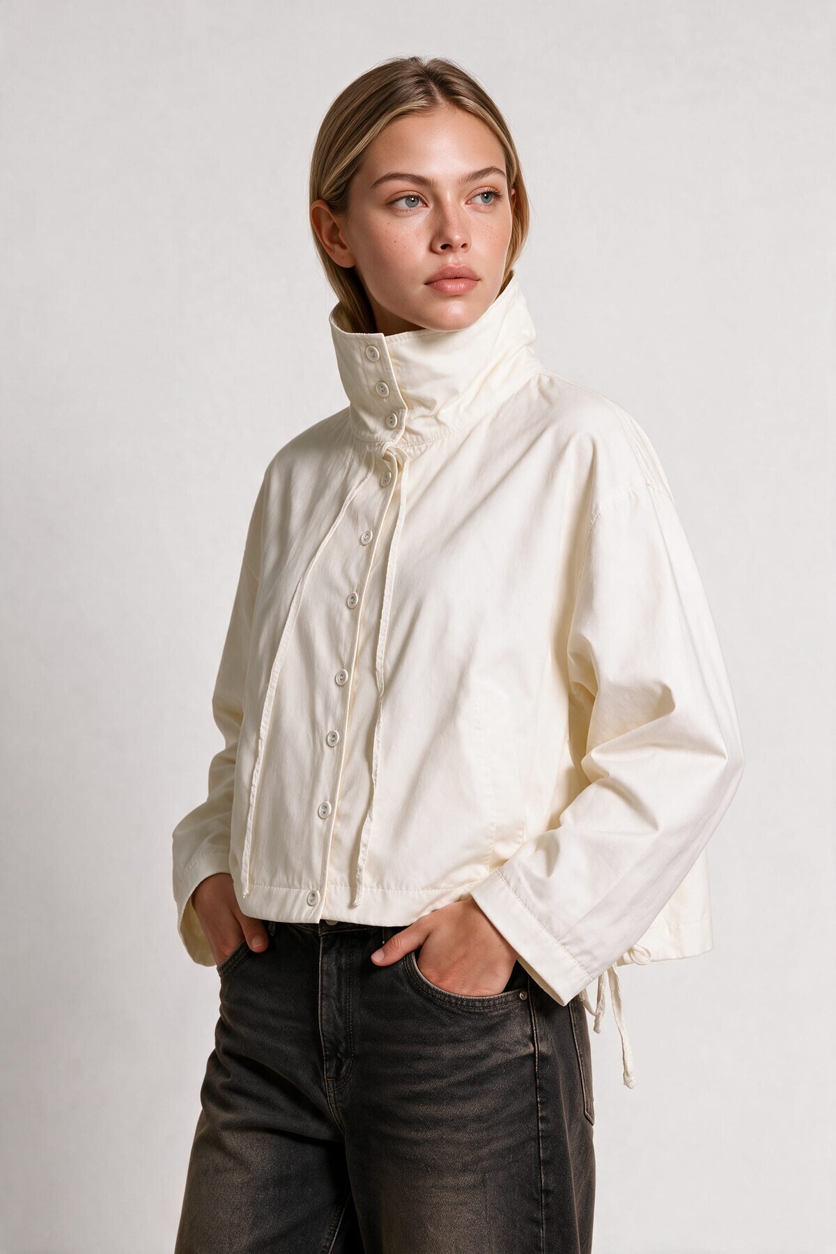 Kısa Poplin Trençkot KEMİK LBY0069