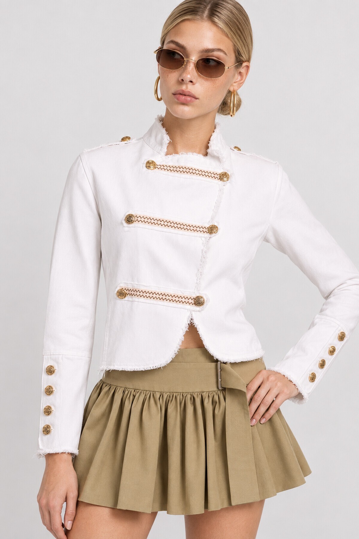 Napolyon Düğmeli Gabardin Ceket 1606 EKRU LKİ0055