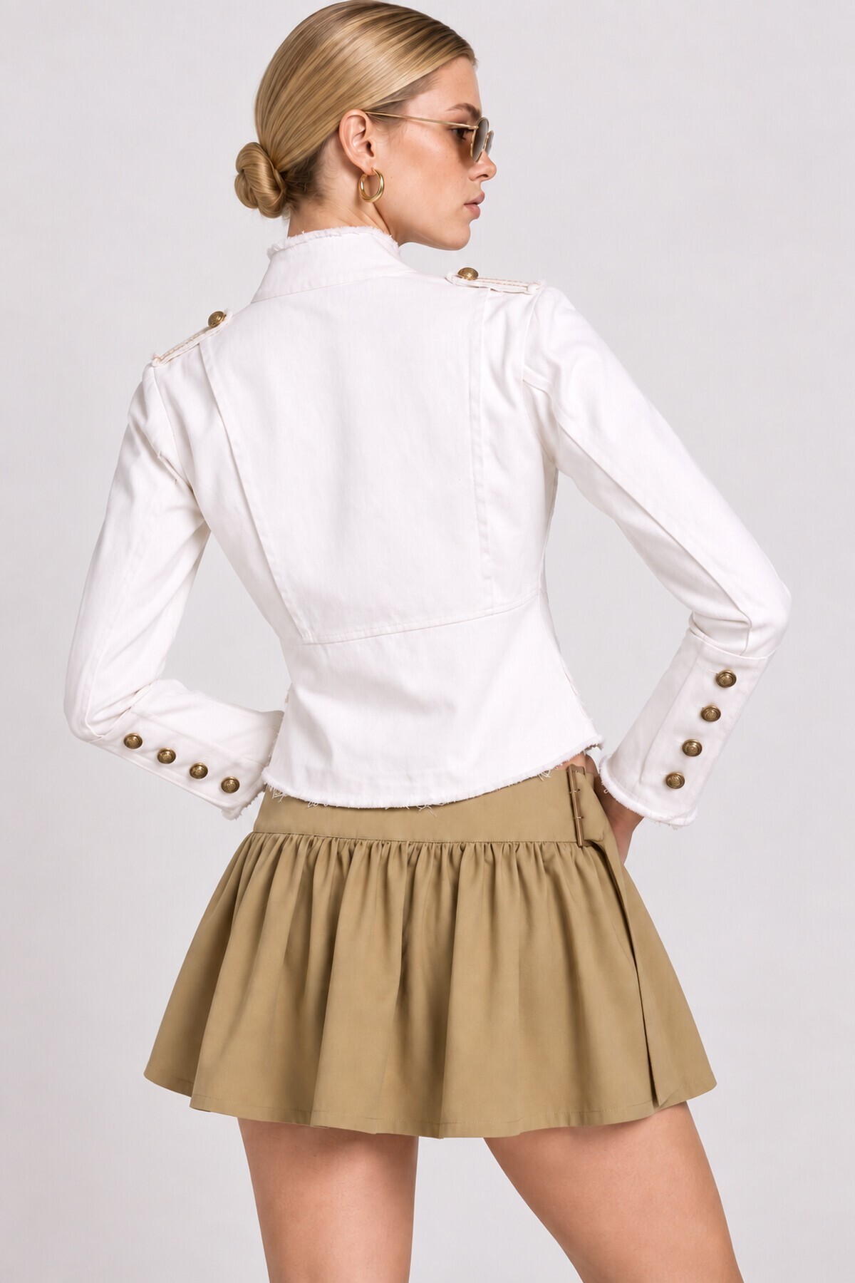 Napolyon Düğmeli Gabardin Ceket 1606 EKRU LKİ0055