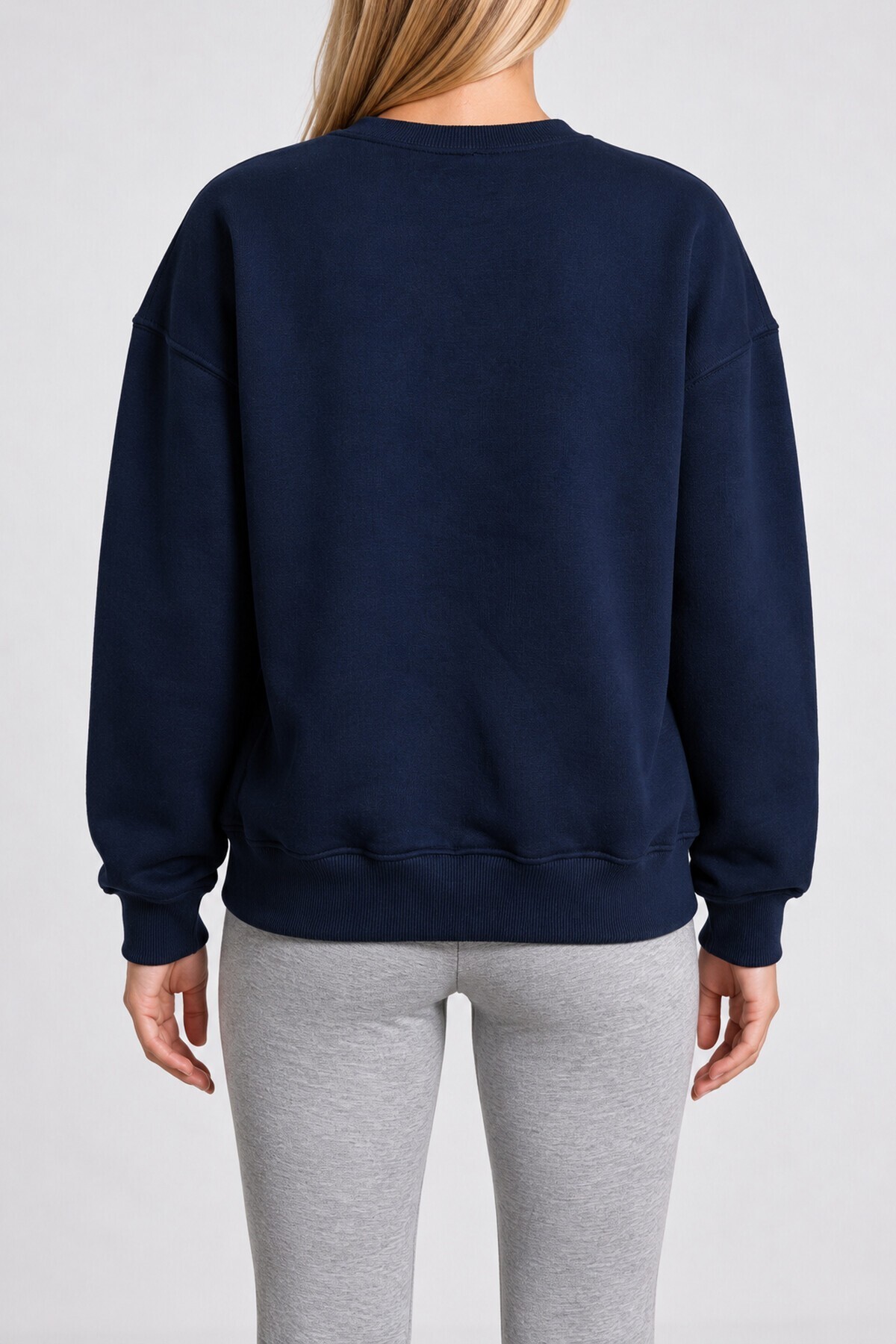 Oversize Şardonlu Basic Sweatshirt LACİVERT LRN0082