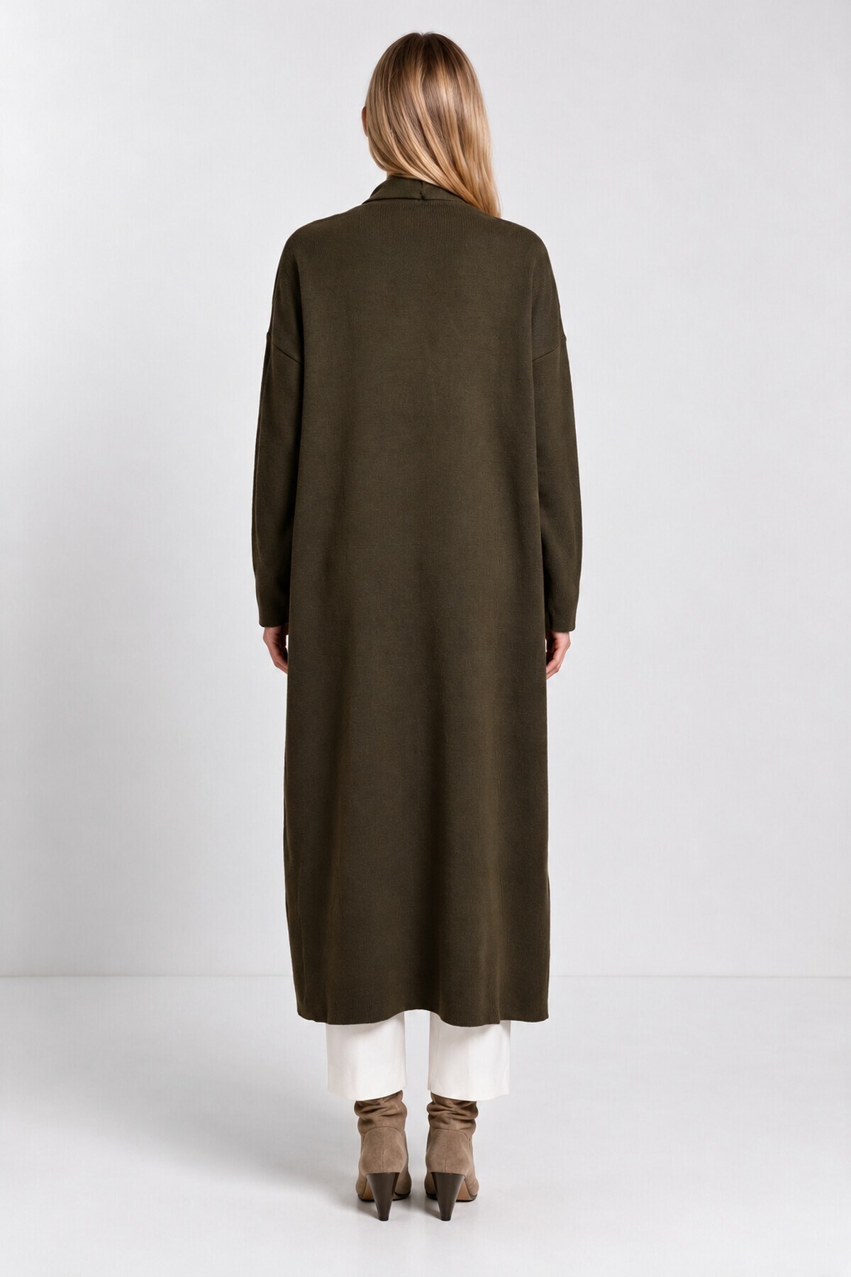 Oversize Uzun Triko Hırka HAKİ LMA0003