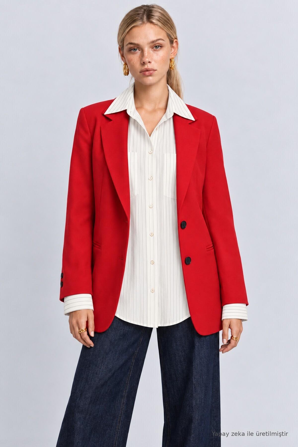 Vatkalı Blazer Dokuma Ceket KIRMIZI LNT0049