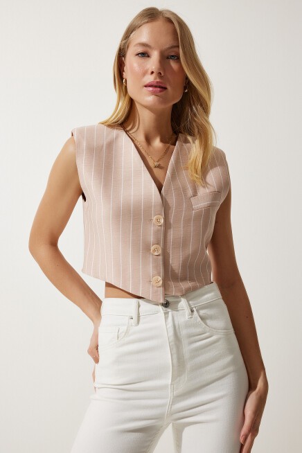 ÇİZGİLİ MİNİ DOKUMA YELEK