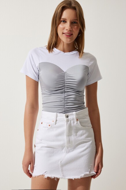 BLOK RENKLİ ÖRME BLUZ