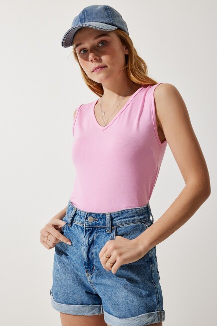 DERİN ÖN ARKA V YAKA VİSKON BLUZ