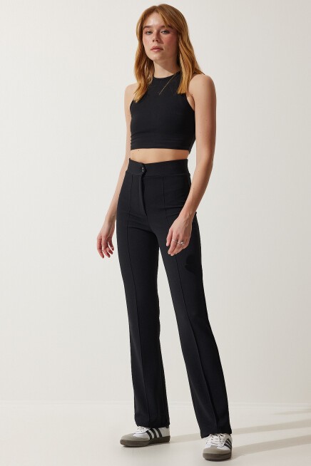 YÜKSEK BEL LİKRALI RAHAT ÖRME PANTOLON