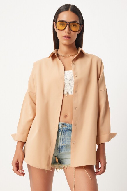 Oversize Basic Gömlek AÇIK BİSKÜVİ LDD0003