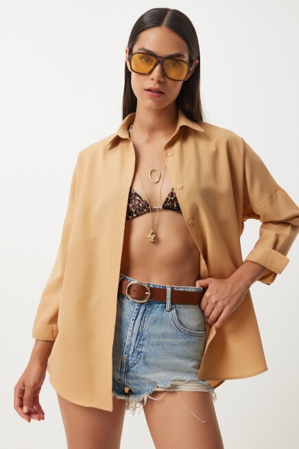 Oversize Basic Gömlek CAMEL LDD0003