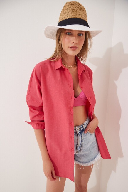 Oversize Basic Gömlek NAR ÇİÇEĞİ LDD0003