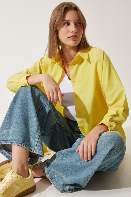 Oversize Basic Gömlek SARI LDD0003