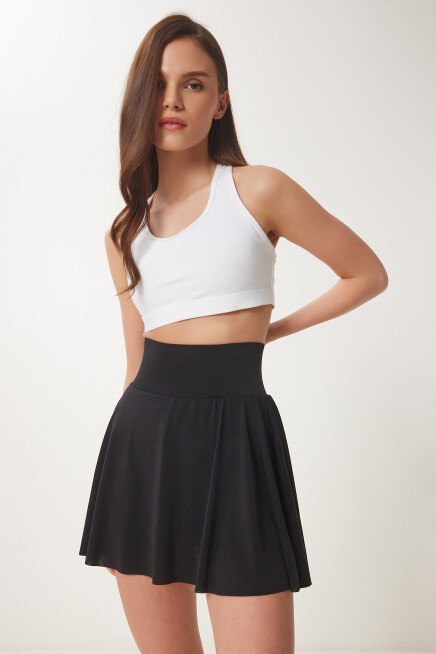 İçi Şortlu Örme Mini Tenis Etek SİYAH LDZ0036